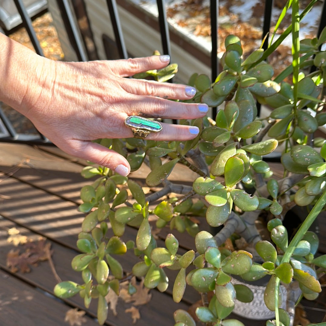 Angel Aura Lemurian Quartz Ring #33