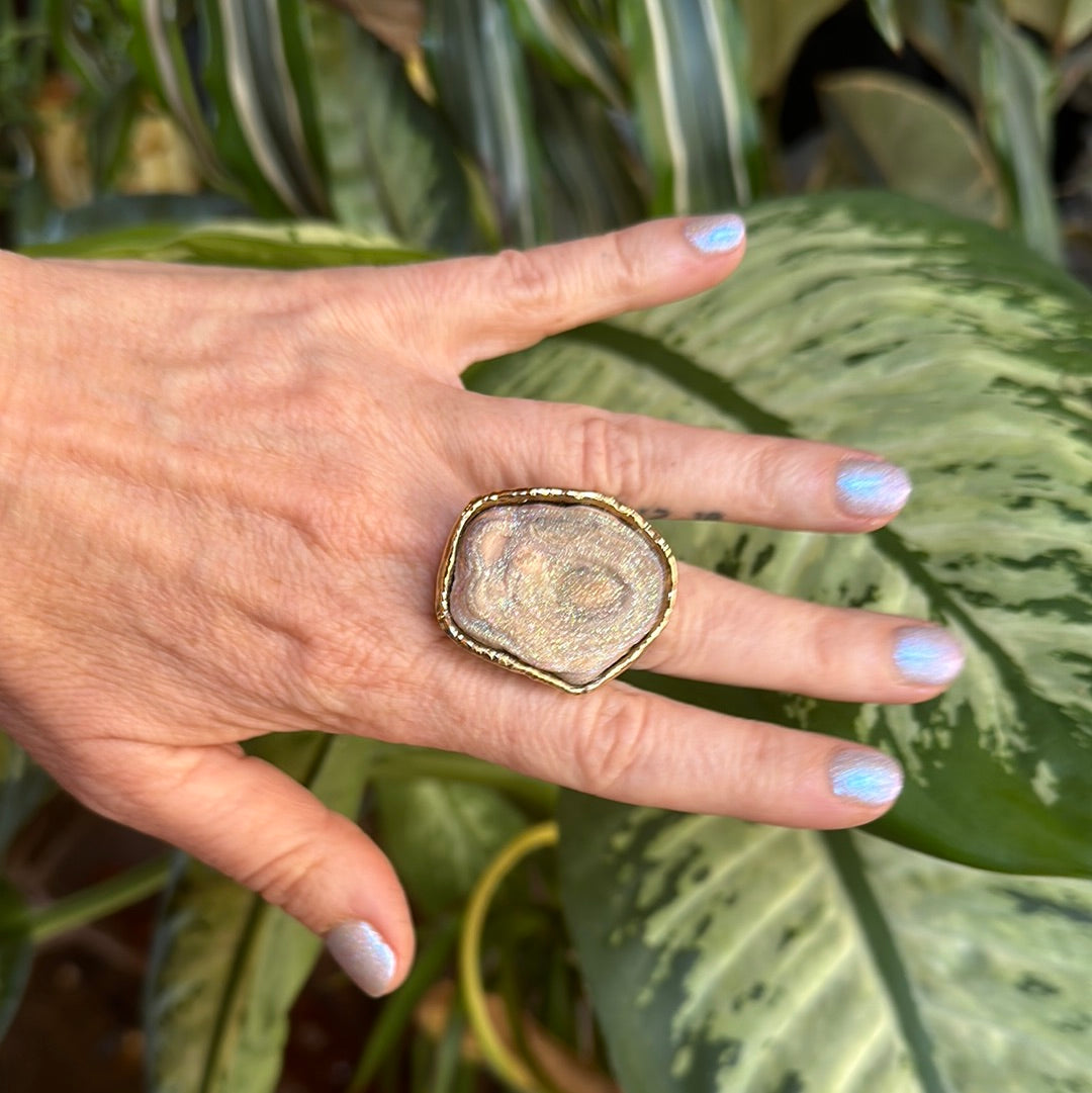 Mushroom Druzy with Angel Aura Ring #48