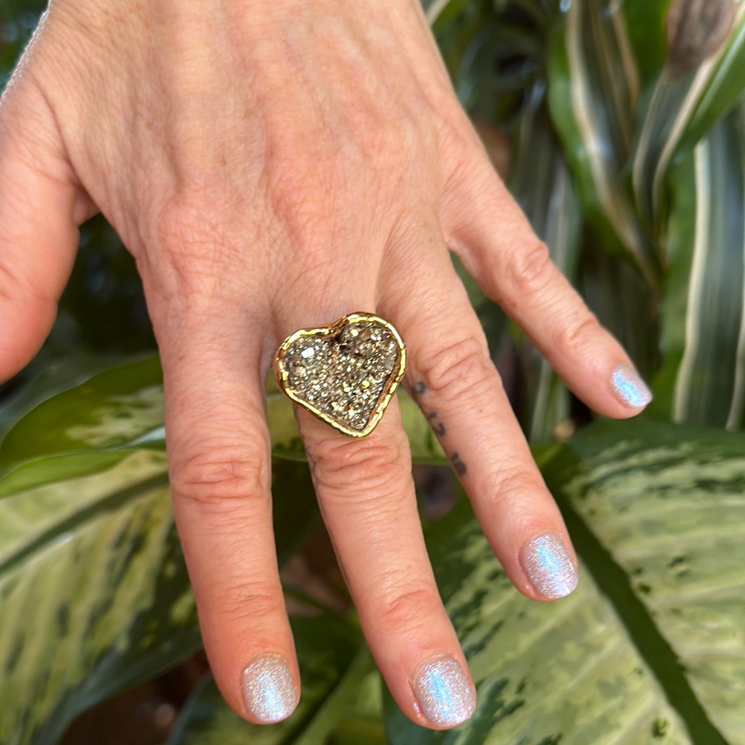 Heart Shaped Pyrite Druzy #61