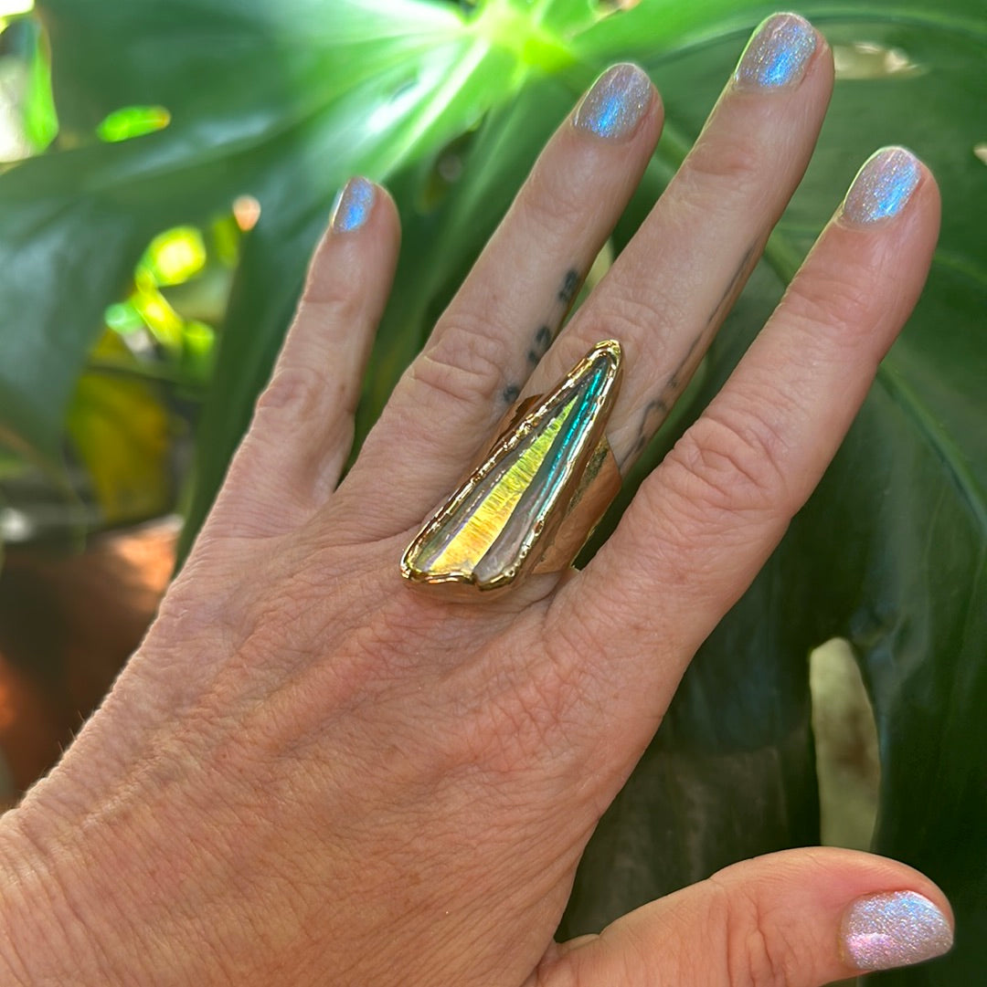 Angel Aura Lemurian Quartz Ring #9