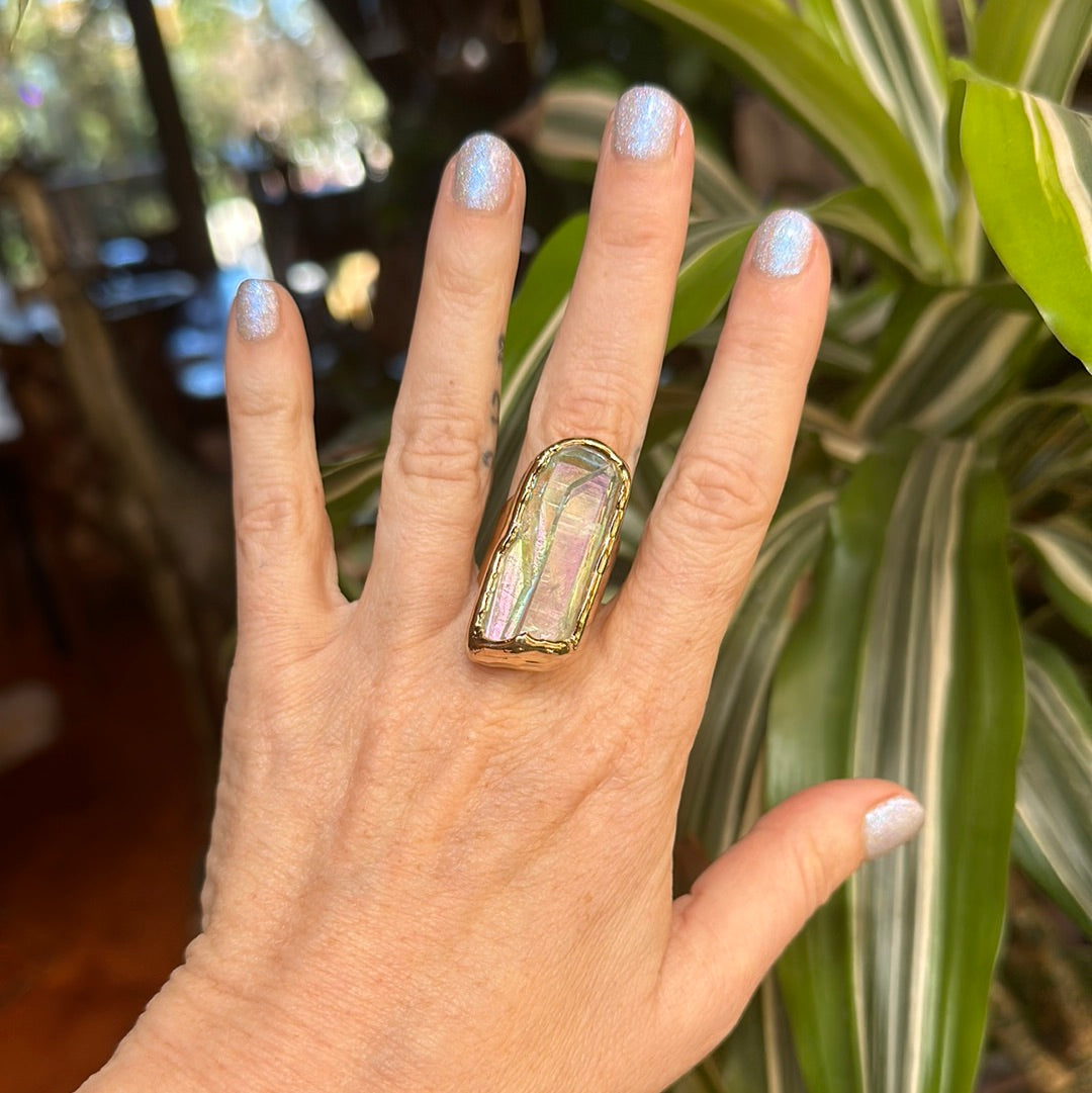 Angel Aura Lemurian Quartz Ring #27