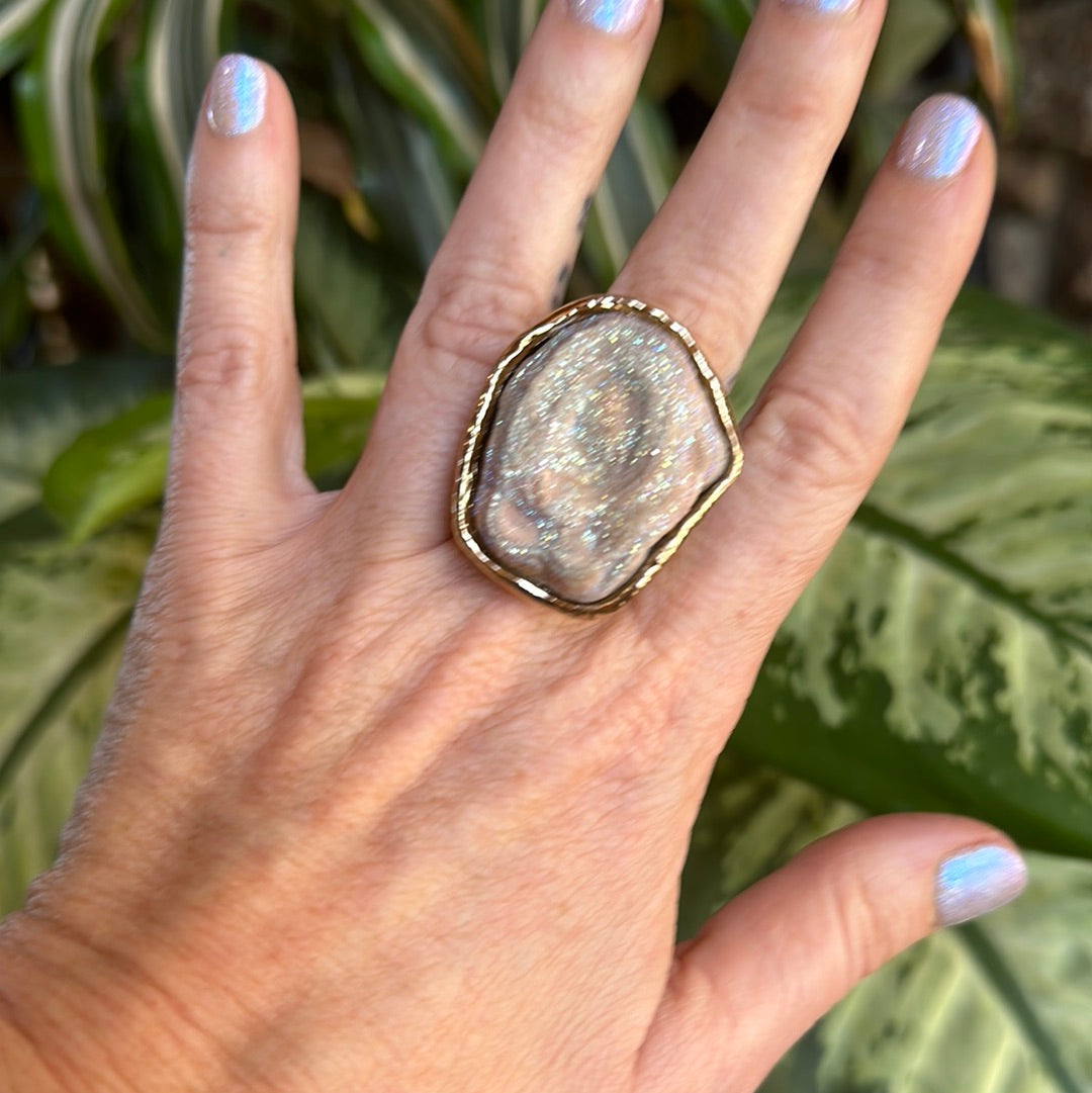 Mushroom Druzy with Angel Aura Ring #48