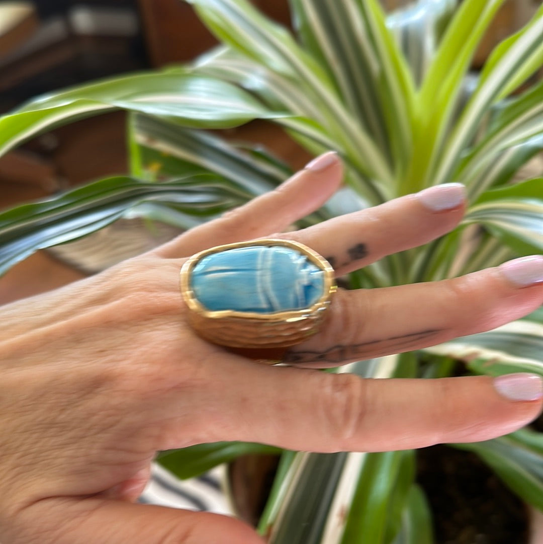 Egyptian Scarab Ring (Light Blue)#45