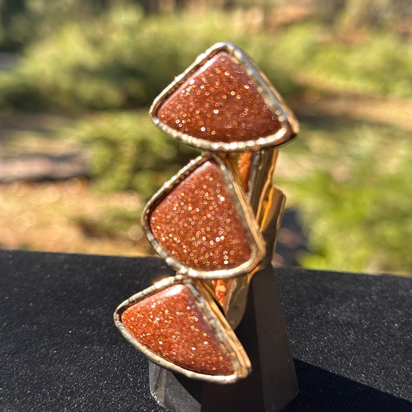 Triple Sunstone Ring