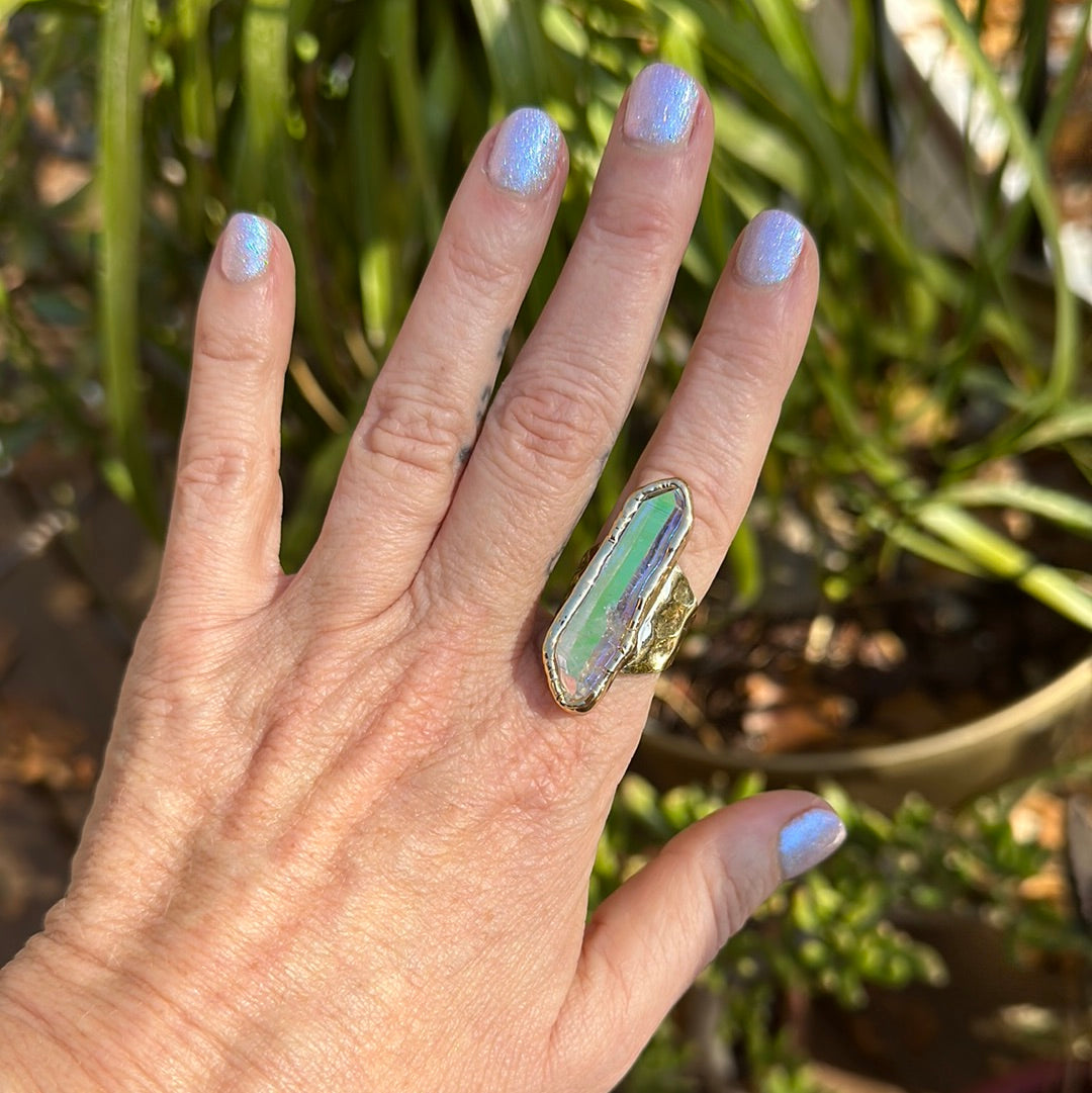 Angel Aura Lemurian Quartz Ring #33