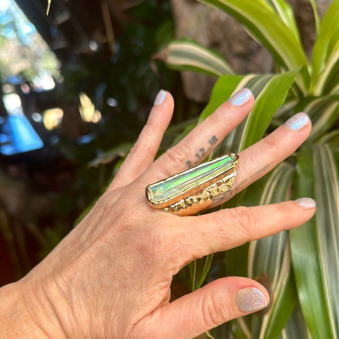 Angel Aura Lemurian Quartz Ring #25