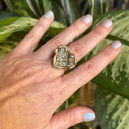 Heart Shaped Pyrite Druzy #61