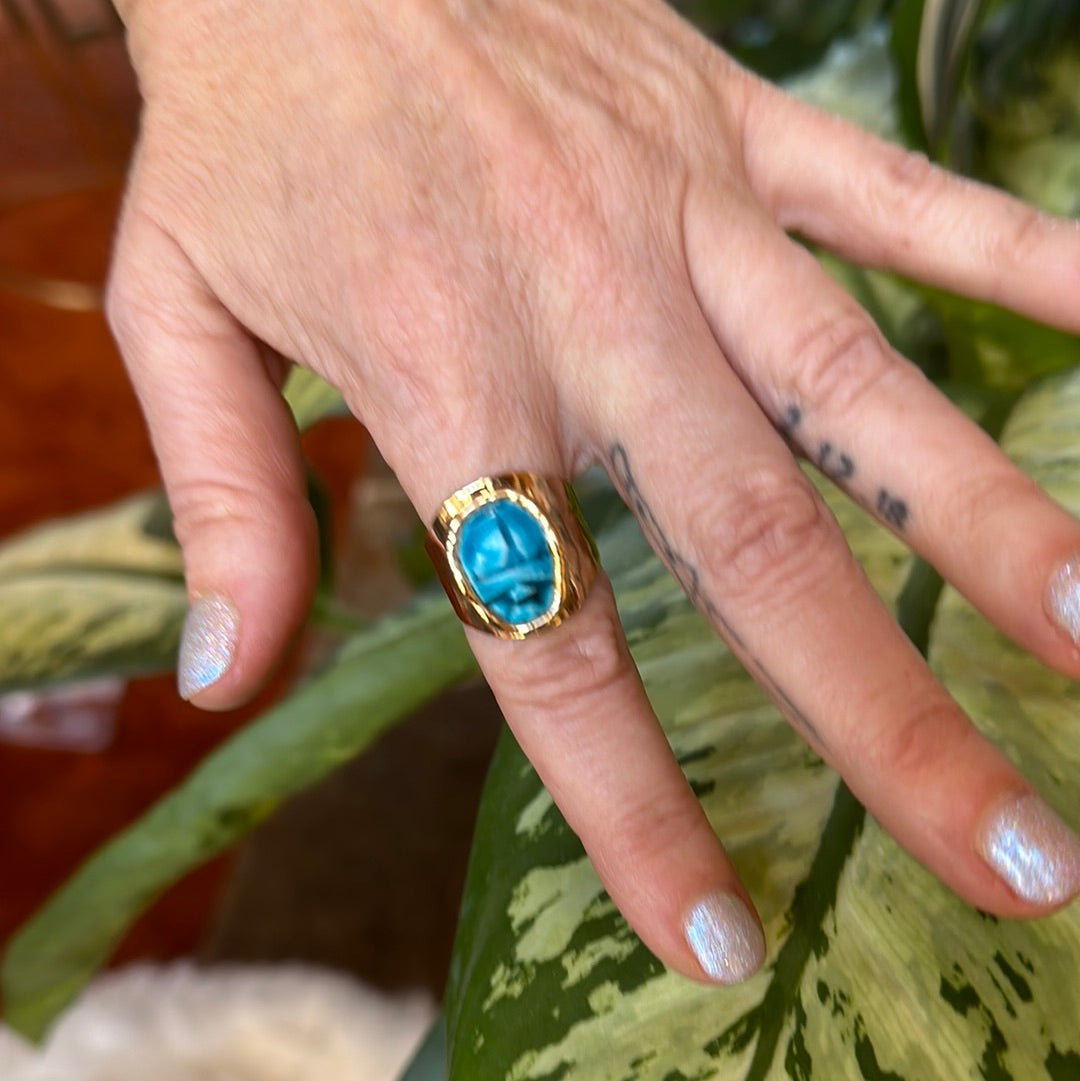 Small Egyptian Scarab Ring (Turquoise) #59