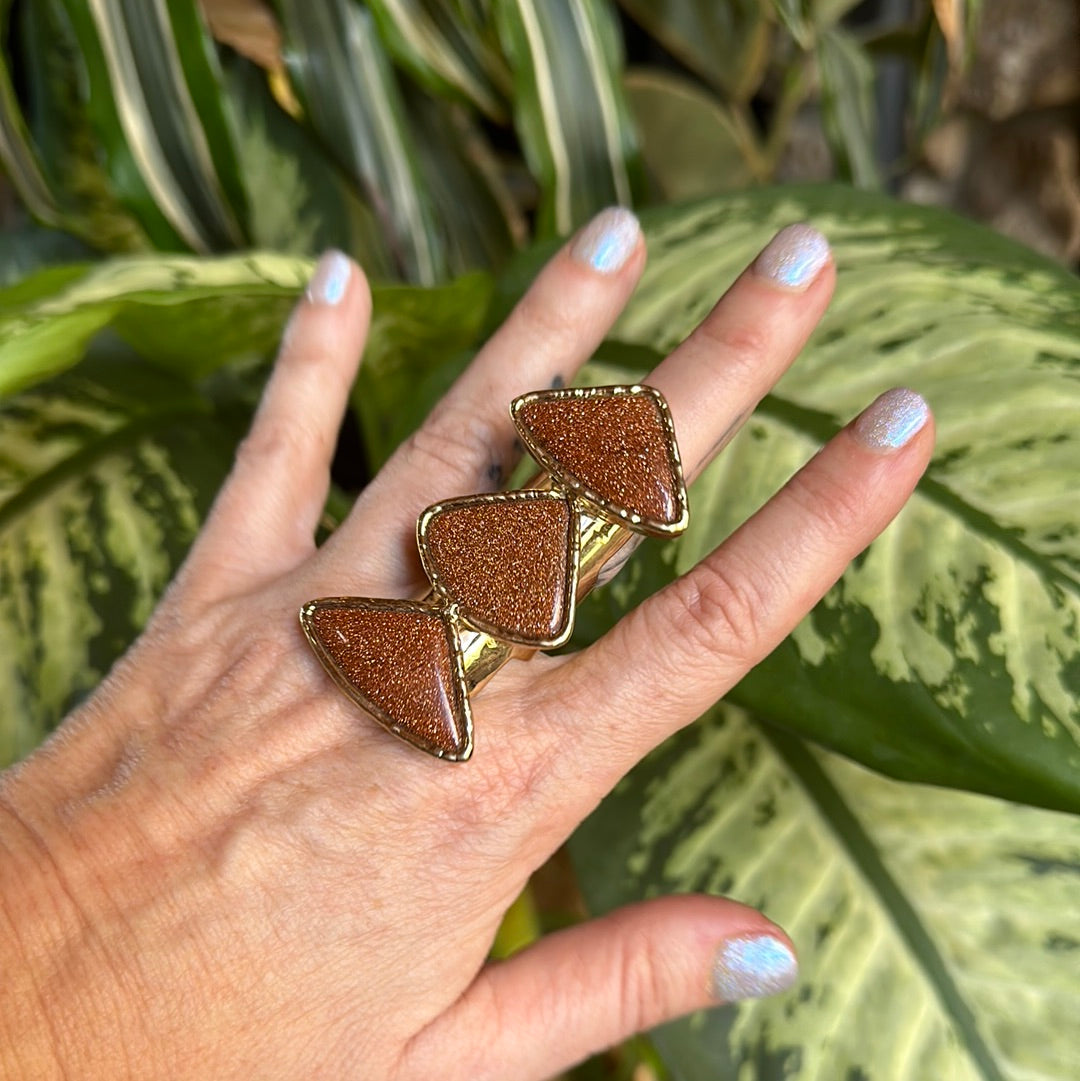 Triple Sunstone Ring