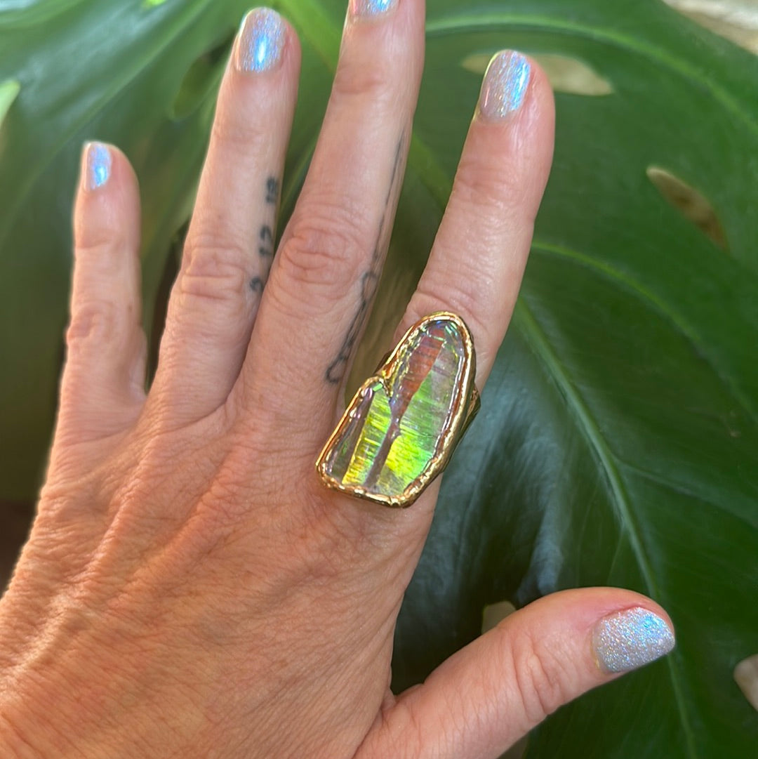 Angel Aura Lemurian Quartz Ring #5
