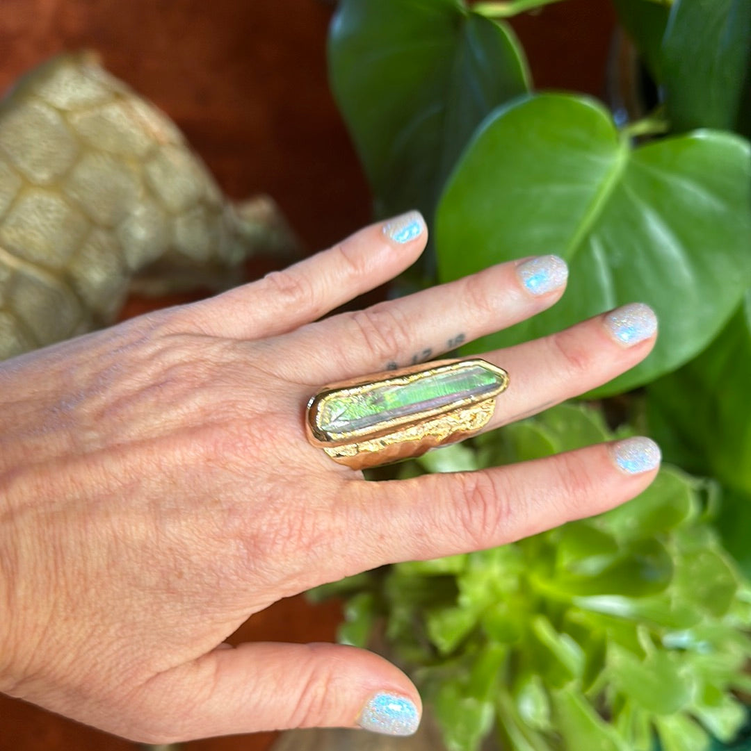 Angel Aura Lemurian Quartz Ring #21