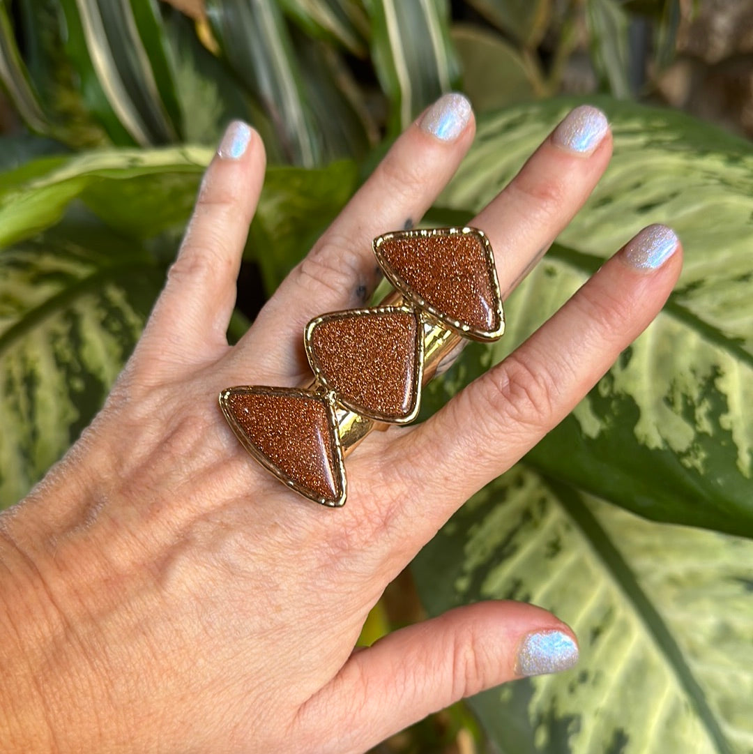 Triple Sunstone Ring