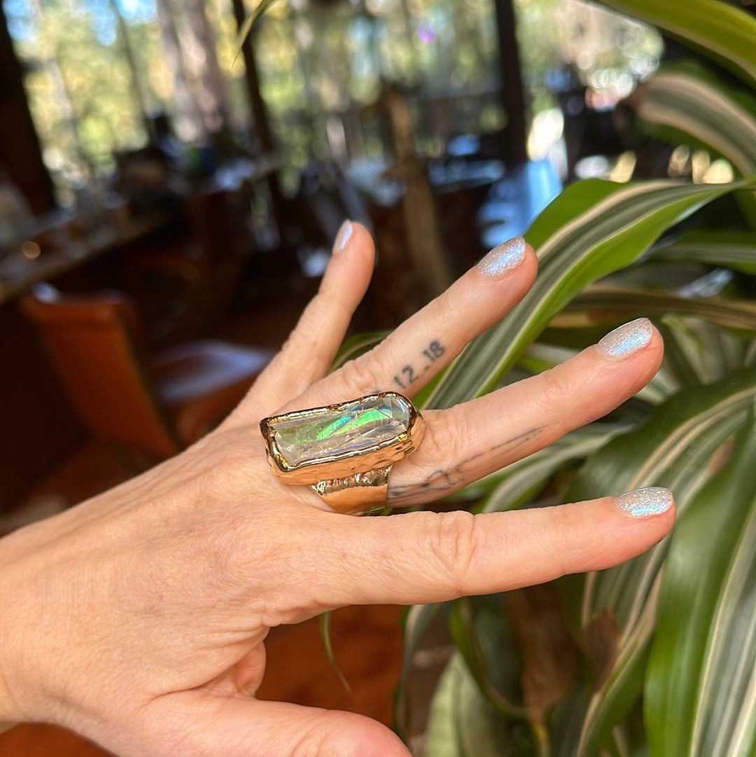 Angel Aura Lemurian Quartz Ring #27