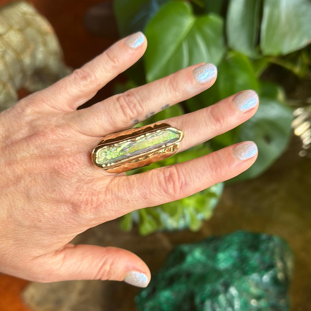 Angel Aura Lemurian Quartz Ring #21