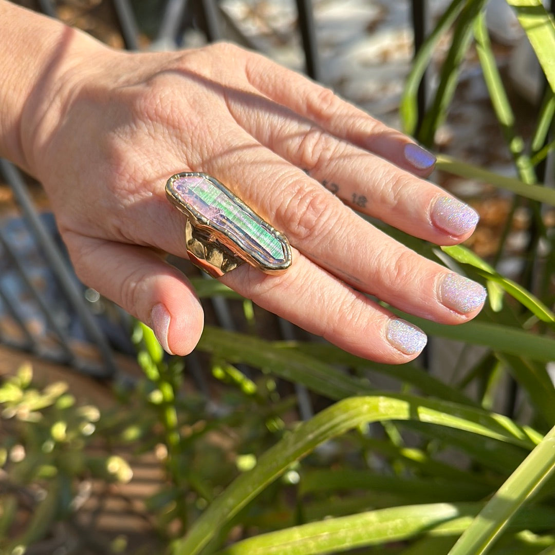 Angel Aura Lemurian Quartz Ring #33