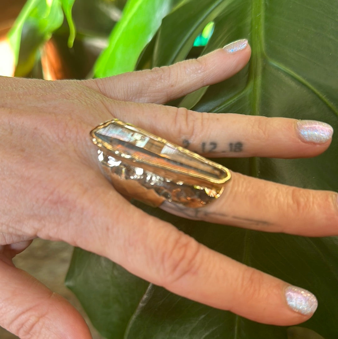 Angel Aura Lemurian Quartz Ring #12