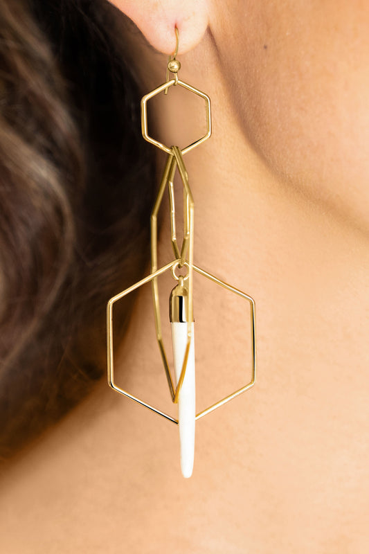 Naledii Golden Hexagon & Tusk Earrings