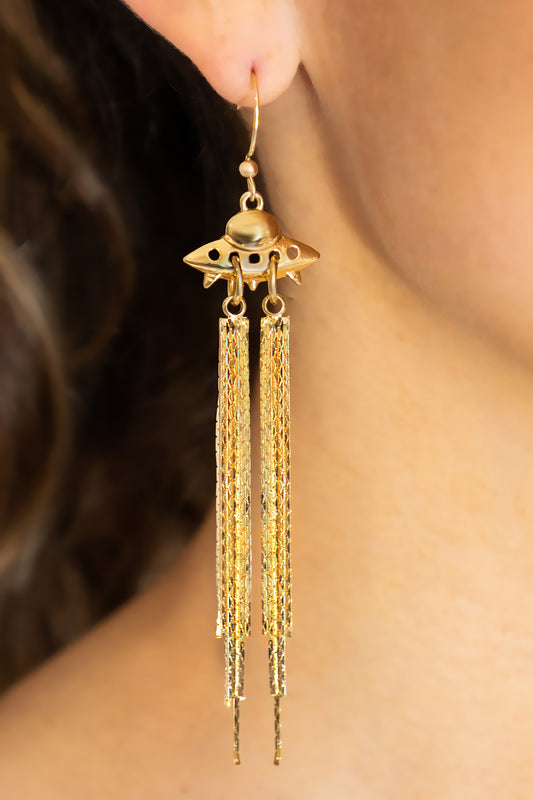 UFO Spaceship Tassel Earrings