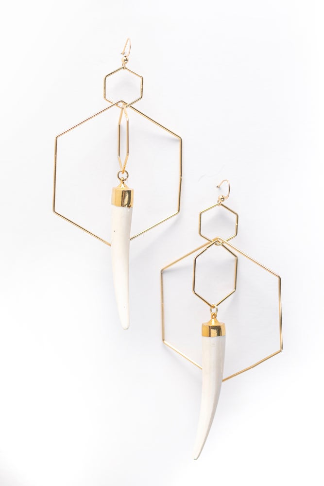 Naledii Golden Hexagon & Tusk Earrings
