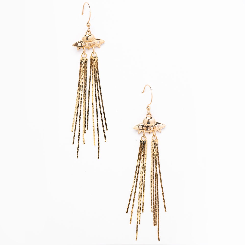 UFO Spaceship Tassel Earrings