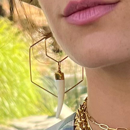 Naledii Golden Hexagon & Tusk Earrings