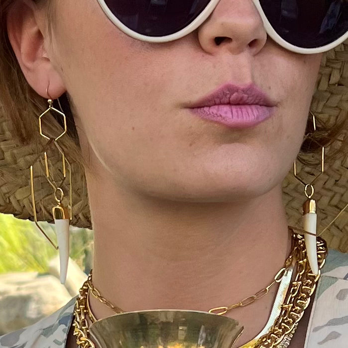 Naledii Golden Hexagon & Tusk Earrings
