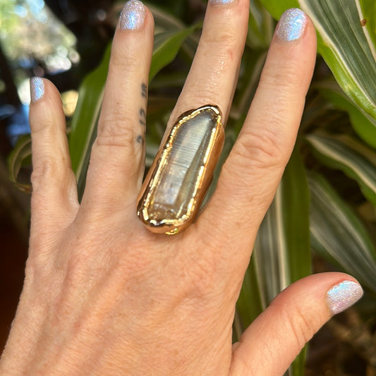 Angel Aura Lemurian Quartz Ring #30