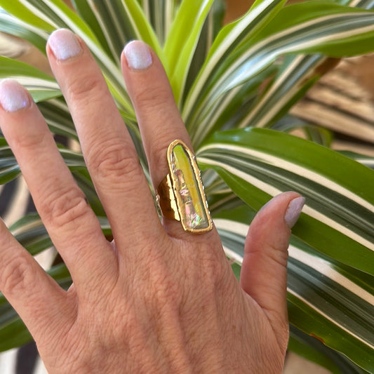 Angel Aura Lemurian Quartz Ring #35