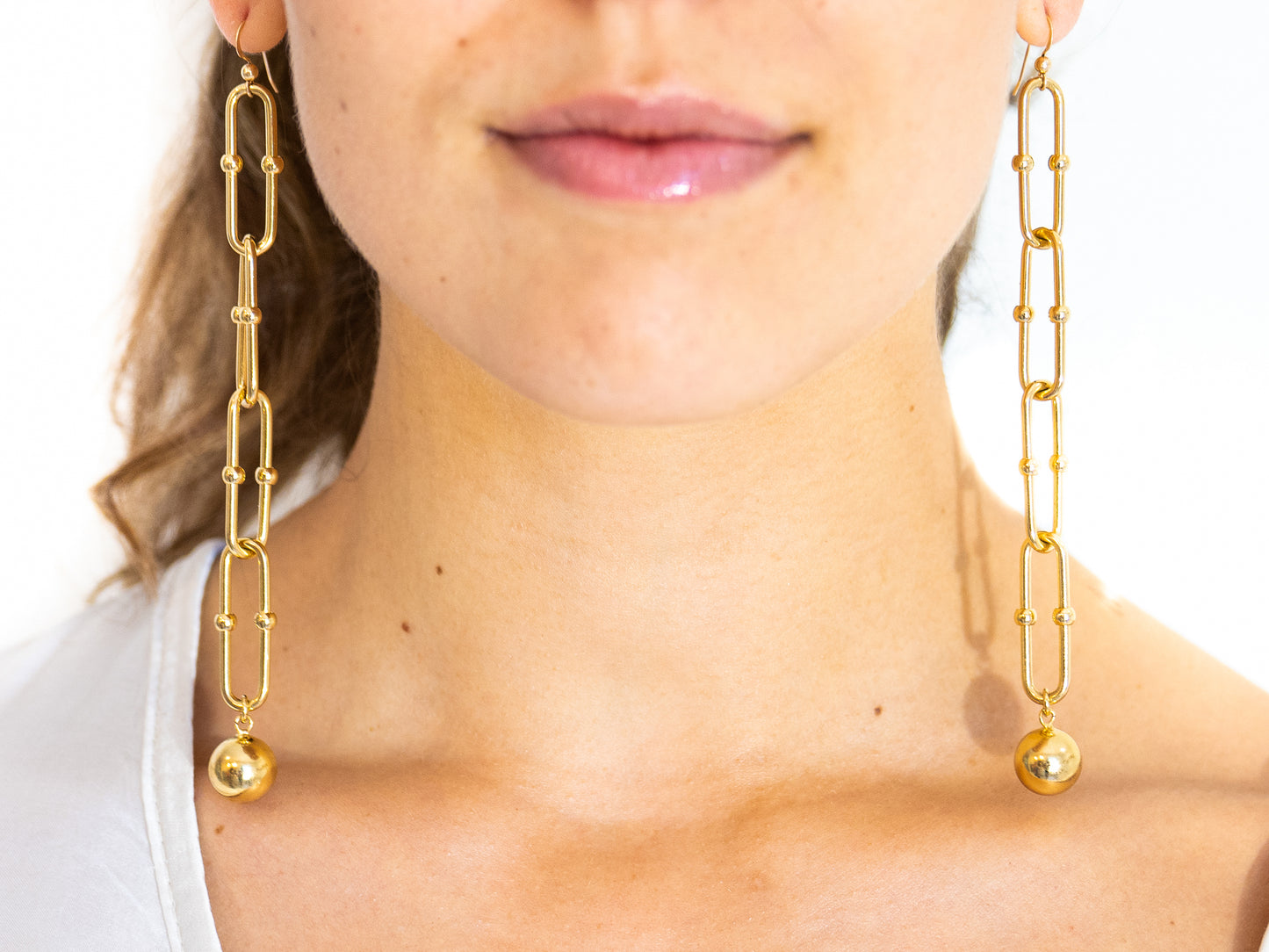 Golden Orb Link Earrings