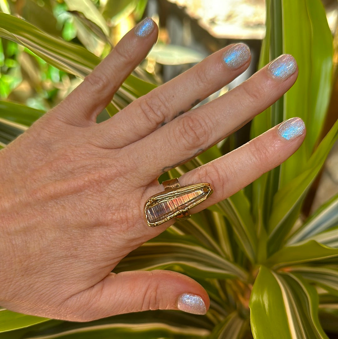 Angel Aura Lemurian Quartz Ring #16