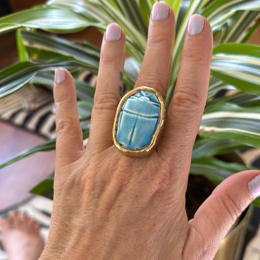 Egyptian Scarab Ring (Light Blue)#45