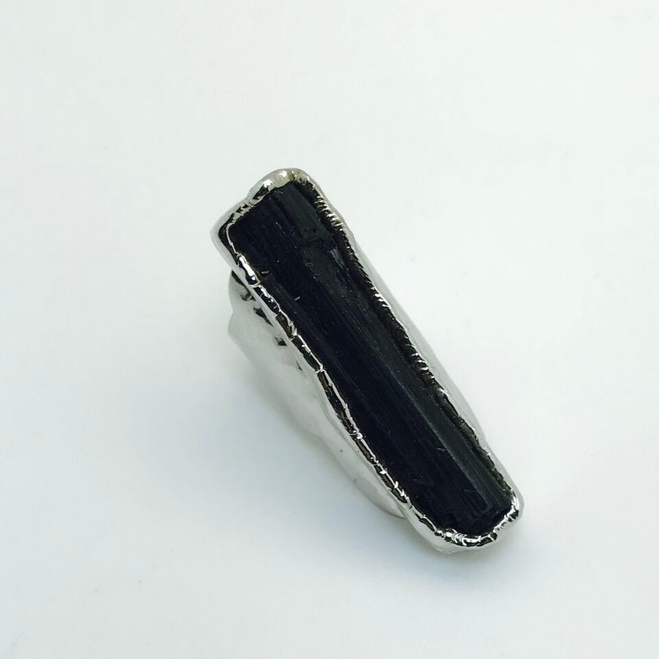 Black Velvet Tourmaline Ring in Silver