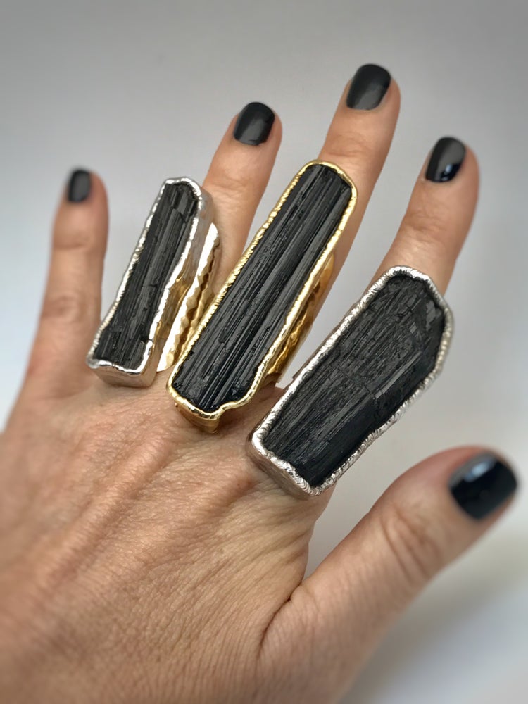 Black Velvet Tourmaline Ring in Silver