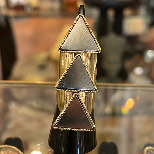 Triple Pyramid Pyrite Ring